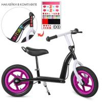 купить Детский беговел 12 дюймов PROFI KIDS M 3438AB-3 резиновые колеса (черно-розовый)