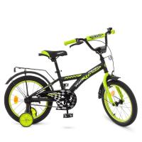 купить Велосипед для детей 16 дюймов Profi T1637 Racer со страховачными колесами (черно-салатовый)