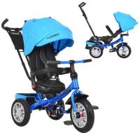 купить Детский трехколесный велосипед TurboTrike M 3646A-5 надувные резиновые колеса (темно-сине-голубой)
