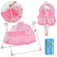 купить Детская кроватка колыбель Bambi M 2131-1 от сети 220 и батареек (розовая)