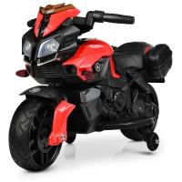 купить Детский мотоцикл Bambi M 3832EL-2-3 с кожаным сиденьем и колесами ЕВА (красно-черный)