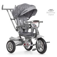 купить Трехколесный велосипед для детей TurboTrike M 4058-19 поворотный со светом (серый)