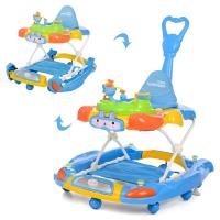 купить Детские музыкальные ходунки Bambi M 4021-1 качалка 3в1 с ручкой и ковриком (голубые)