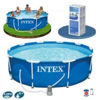 купить Сборный каркасный бассейн Intex Metal Frame Pool 28202 (56999) (305х76 см) с фильтрующим насосом