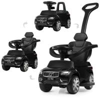 купить Детская каталка-толокар 2в1 Volvo XC 90 M 4114EL-2 мягкие колеса кожаное сиденье и ручка (черная)