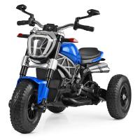 купить Детский ретромотоцикл Bambi M 4008AL-4 с кожаным сиденьем на надувных колесах (синий)