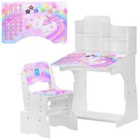 купить Парта растишка для детей Bambi B 2071-42-1 Единороги со стульчиком (белая)