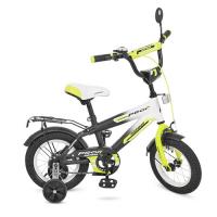 купить Детский велосипед 12 дюймов Profi G1254 Inspirer (черно-бело-салатовый мат)