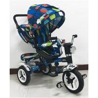 купить Трехколесный велосипед колясочного типа Turbotrike M 3199-5HA-D с резиновыми колесами, с фонариком (голубой капли)