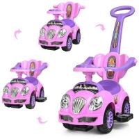 купить Детская каталка-толокар HZ 558 W-8-9 с родительской ручкой (розово-сиреневый)