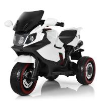 купить Детский электромотоцикл Bambi M 3680L-1 кожаное сиденье и светящиеся колеса (белый)