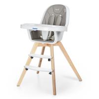 купить Деревянный стульчик для кормления El Camino ME 1050 ORGANIC Gray экокожа (бело-серый)