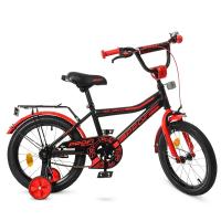 купить Двухколесный велосипед для детей 16 дюймов Prof1 Y16107 Top Grade (черно-красный матовый)