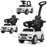 купить Детская каталка-толокар 2в1 Volvo XC 90 M 4114EL-1 мягкие колеса кожаное сиденье и ручка (белая)