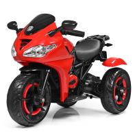 купить Мотоцикл для детей Bambi M 3683L-3 светящиеся колеса и кожаное сиденье (красный)