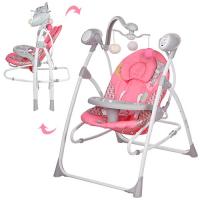 купить Детская электрокачеля 2в1 BAMBI M 1540-01-2 с подвесками (розовая)