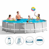 купить Бассейн каркасный Intex 26724 фильтр-насос лестница подстилка тент (457-107 см)