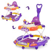 купить Детские музыкальные ходунки Bambi M 4021-3 качалка 3в1 с ручкой и ковриком (фиолетовые)