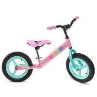 купить Беговел детский 12 дюймов PROFI KIDS M 3846A-2 с резиновыми колесами (розово-мятный)