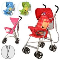 купить Детская прогулочная коляска BAMBI M 2717 с мишкой (розовая красная зеленая голубая)