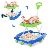 купить Ходунки для детей 3в1 качалка Bambi M 3656A-2 мишка с родительской ручкой (зеленые)