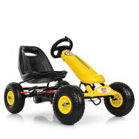 купить Детский педальный карт Bambi M 3590AL-6 на резиновых колесах с кожаным сиденьем (желтый)