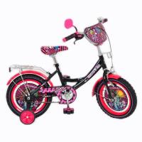 купить Двухколесный детский велосипед 12" P 1257 MH-B Monster High с боковыми колесами (черный)