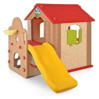 купить Домик с горкой M 5399-6-13 Baby room with melody с баскетбольным кольцом (бежево-красно-желтый)