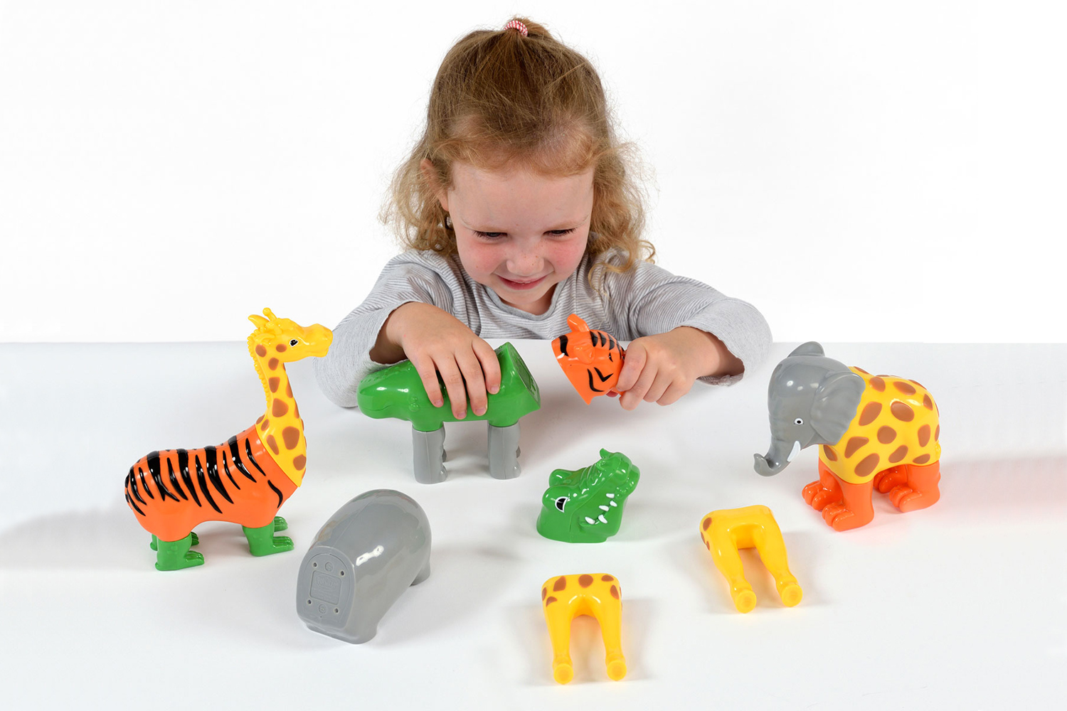 фото Пазл 3D детский магнитные животные POPULAR Playthings Mix or Match (тигр, крокодил, слон, жираф)