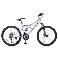 купить Спортивный велосипед 24 дюйма Profi G24DAMPER S24.5 стальная рама 15" (черно-салатово-голубой)