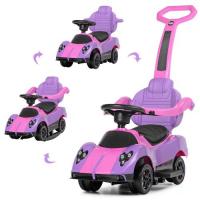 купить Детская машинка-каталка 3в1 M 3628EL-9 с кожаным сиденьем (фиолетовая)