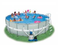 купить Круглый белый каркасный бассейн Intex 54956 Ultra Frame Pool Set (549 х 132 см)