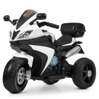 купить Мотоцикл для детей Bambi M 4195EL-1 колеса EVA и кожаное сиденье (белый)