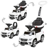 купить Каталка-толокар для детей 3в1 M 3186L-1 с родительской ручкой кожаное сиденье (белый)