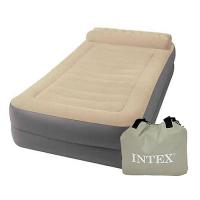 купить Надувная кровать велюр INTEX 67776 перезаряжаемый насос (191-99-47 см)