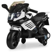 купить Детский мотоцикл Bambi M 3582EL-1 колеса ЕВА и кожаное сиденье (черно-белый)