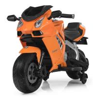 купить Мотоцикл для детей Bambi M 3637EL-7 с ручкой газа и кожаным сиденьем (оранжевый)