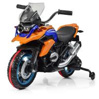 купить Детский мотоцикл Bambi M 3897L-7 светящиеся колеса и кожаное сиденье (оранжевый)