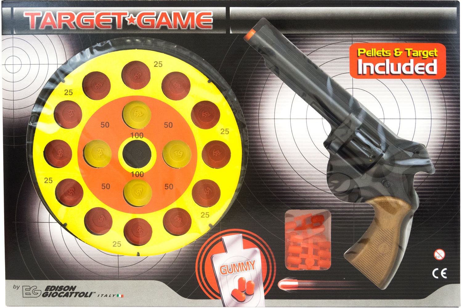 фото Игрушечный пистолет с мишенью Edison Giocattoli Target Game 28см 8-зарядный (485/22)