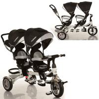 купить Детский двухместный велосипед TurboTrike M 3116TW-3A резиновые колеса (черный)