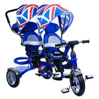 купить Детский двухместный велосипед TurboTrike M 3116TW-1A резиновые колеса (синий)
