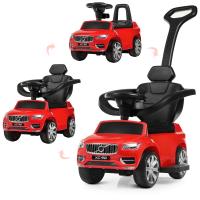 купить Детская каталка-толокар 2в1 Volvo XC 90 M 4114EL-3 мягкие колеса кожаное сиденье и ручка (красная)