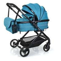 купить Коляска детская универсальная Bambi M 3895-12 трансформер джинсовая (бирюзовая)