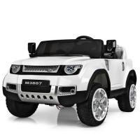купить Детский электромобиль джип Bambi M 3807EBLR-1 полный привод и кожаное сиденье (белый)