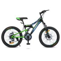 купить Спортивный велосипед 20 дюймов Profi G20DAMPER S20.1 (черно-салатово-голубой)