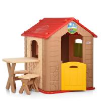 купить Детский домик M 5398-13 My First Playhouse со столиком и стульчиками (бежево-красно-желтый)
