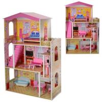 купить Деревянная игрушка Домик для куклы MD 2008 трехэтажный с мебелью
