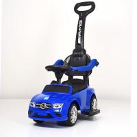 купить Детская машина-каталка Bambi M 3902L-4 с родительской ручкой и кожаным сиденьем (синяя)