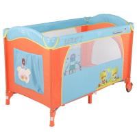 купить Манеж-кровать с пеленатором и дугой Quatro Lulu 2 p610bh №4 оранжевый-голубой 620383
