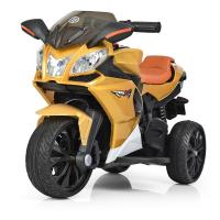 купить Детский электромобиль мотоцикл Bambi M 3912EL-13 с кожаным сиденьем колеса ЕВА (золотой)